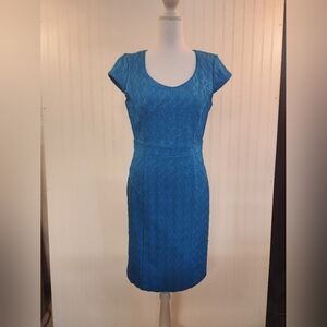 Adranna Papell Vibrant Teal Bodycon Dress Size 6 Cap Sleevr
